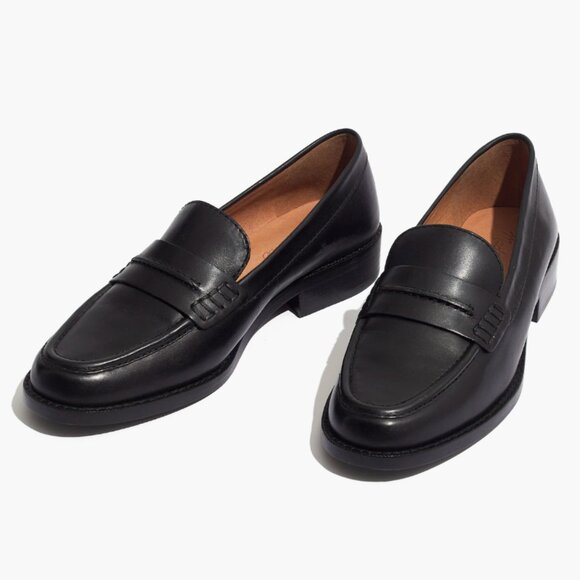 Madewell The Elinor Black Leather Slip On Flat Loafer Size 11 - Picture 1 of 9